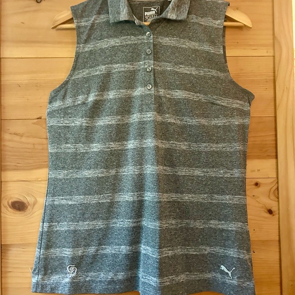 Puma Golf Dri-Cell Women's Gray Sleeveless Performance Golf Polo - Picture 1 of 8